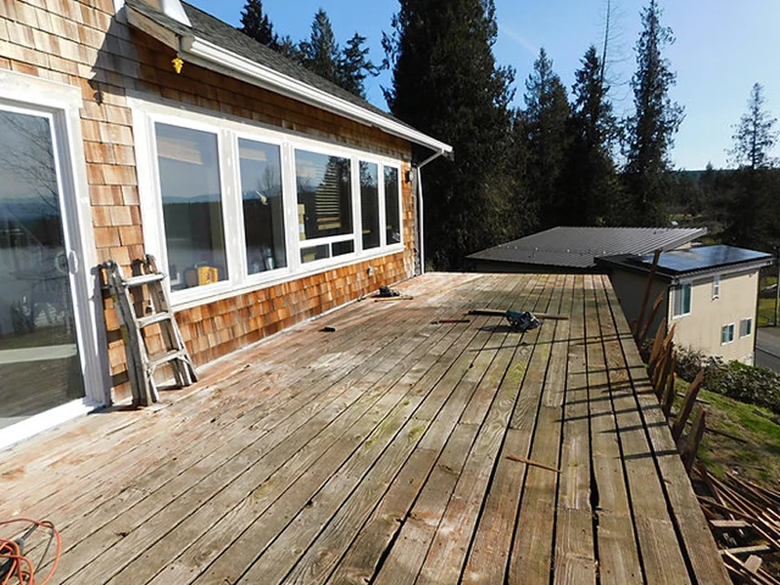 Deck before repair and resurfacing Tacoma