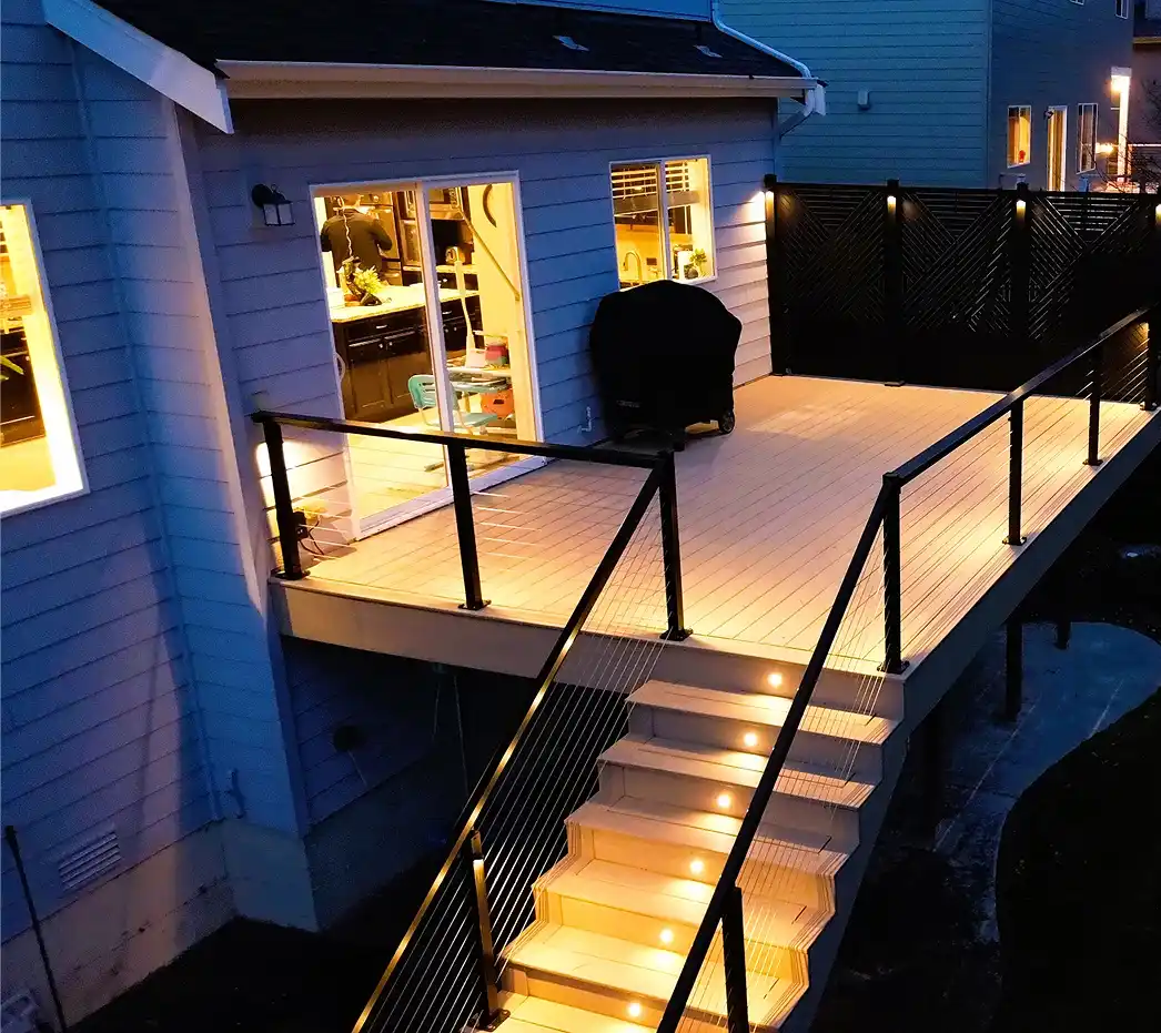 Deck lighting installation Tacoma